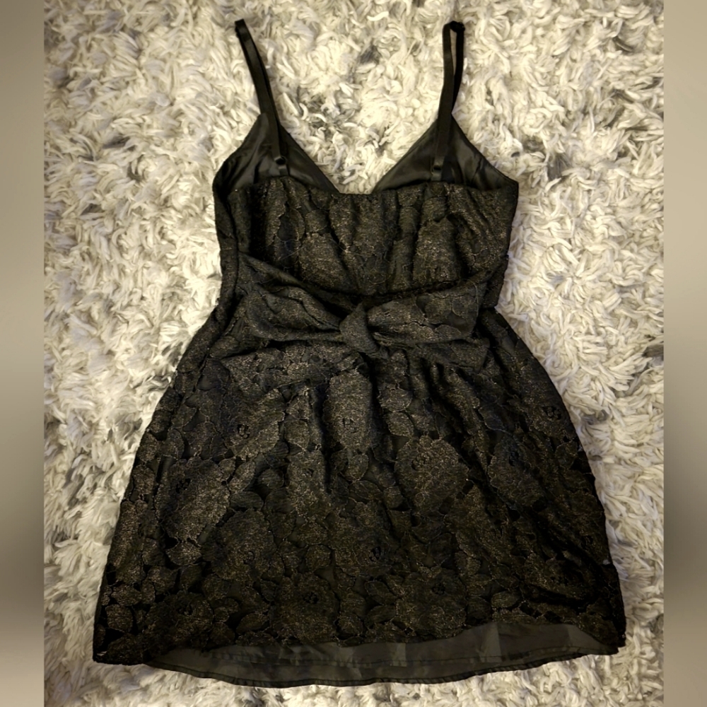 🤎 Brown/Gold Floral Lace Tie Back Short Dress 🤎